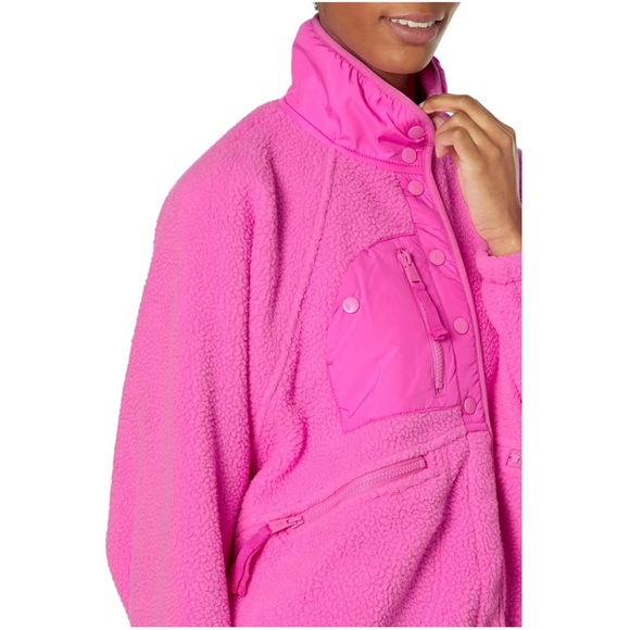 NWT Free People Women's Hit The Slopes Fleece Jacket, Magenta Minx Sz Large - Picture 3 of 10